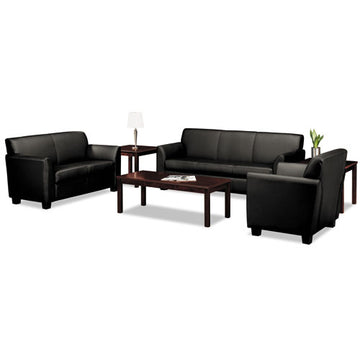 HON® Circulate Leather Reception Three-cushion Sofa, 73w X 28.75d X 32h, Black freeshipping - TVN Wholesale